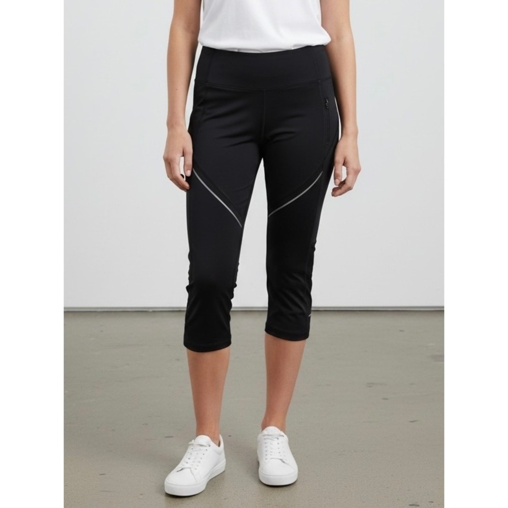 Champion Duo Dry Black Capri Leggings Reflective Trim Mesh Panels Women Small